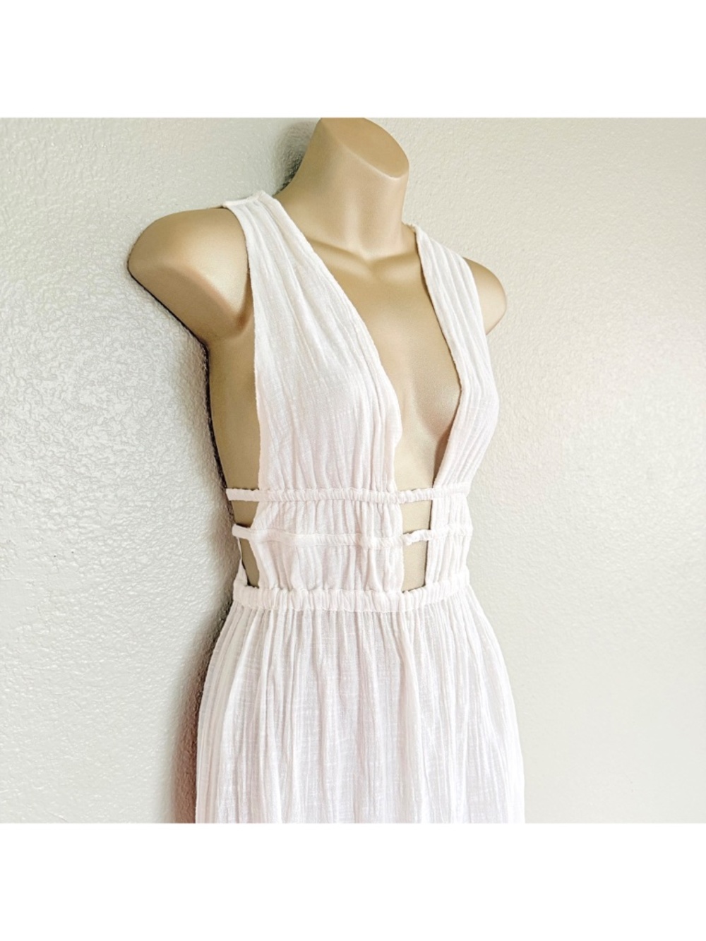 Ethereal White Gauzy Goddess Maxi Dress L*Space Kira Coverup Resortwear Sz S